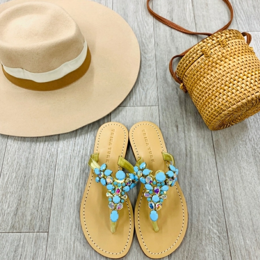 Trina Turk Mesa Embellished Slip On Thong Sandal 7 nwt - Picture 7 of 7